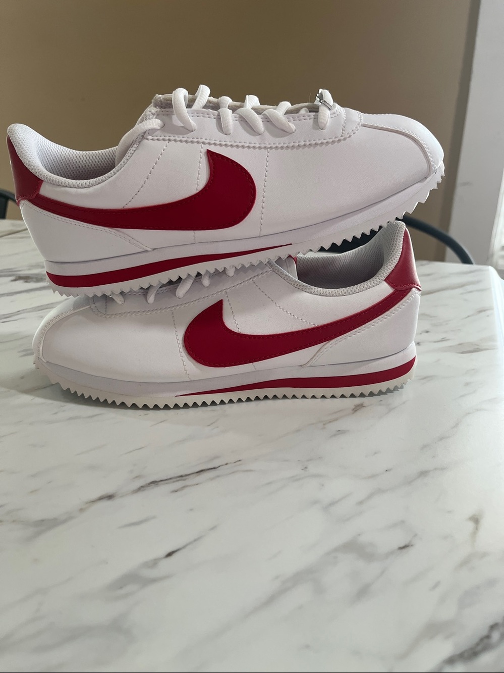 Nike Cortez Leather Sneakers - White/Red - Picture 4 of 5